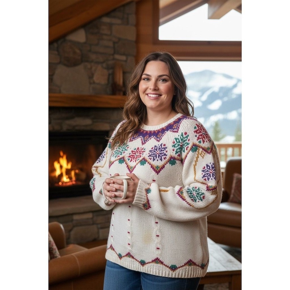 Jennifer Reed Women's Vintage Hand-Knitted Pullover Sweater‎ 22/24 plus sized